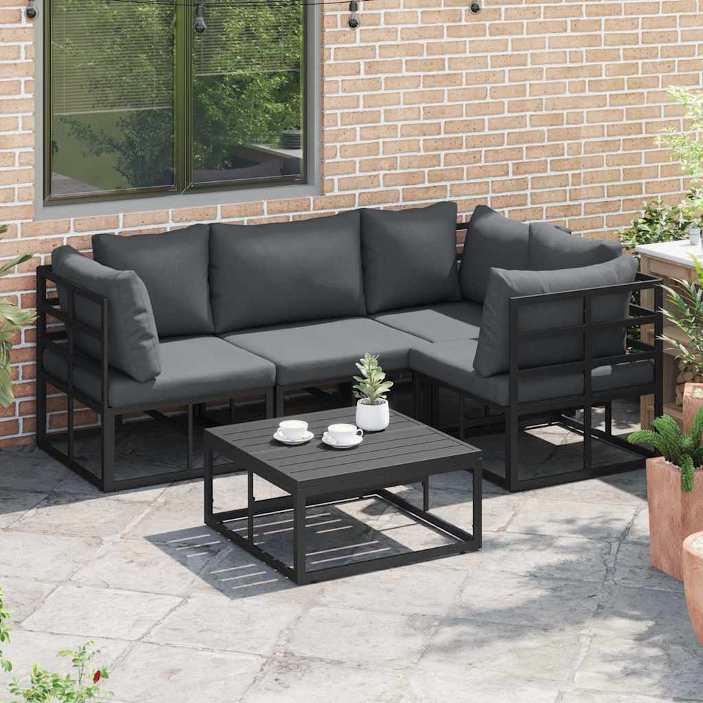 Garden Sofa Set with Cushion 4 pcs Black Aluminium
