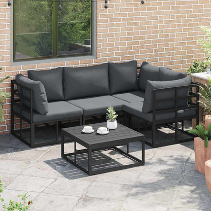 Garden Sofa Set with Cushion 4 pcs Black Aluminium