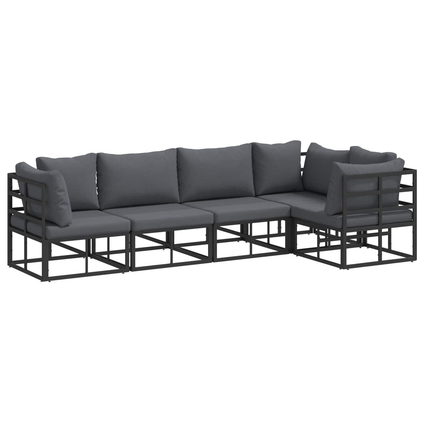 Garden Sofa Set with Cushion 5 pcs Black Aluminium