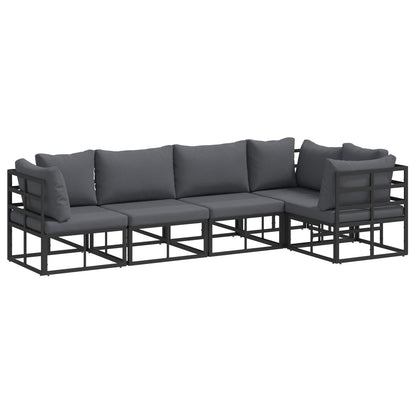 Garden Sofa Set with Cushion 5 pcs Black Aluminium