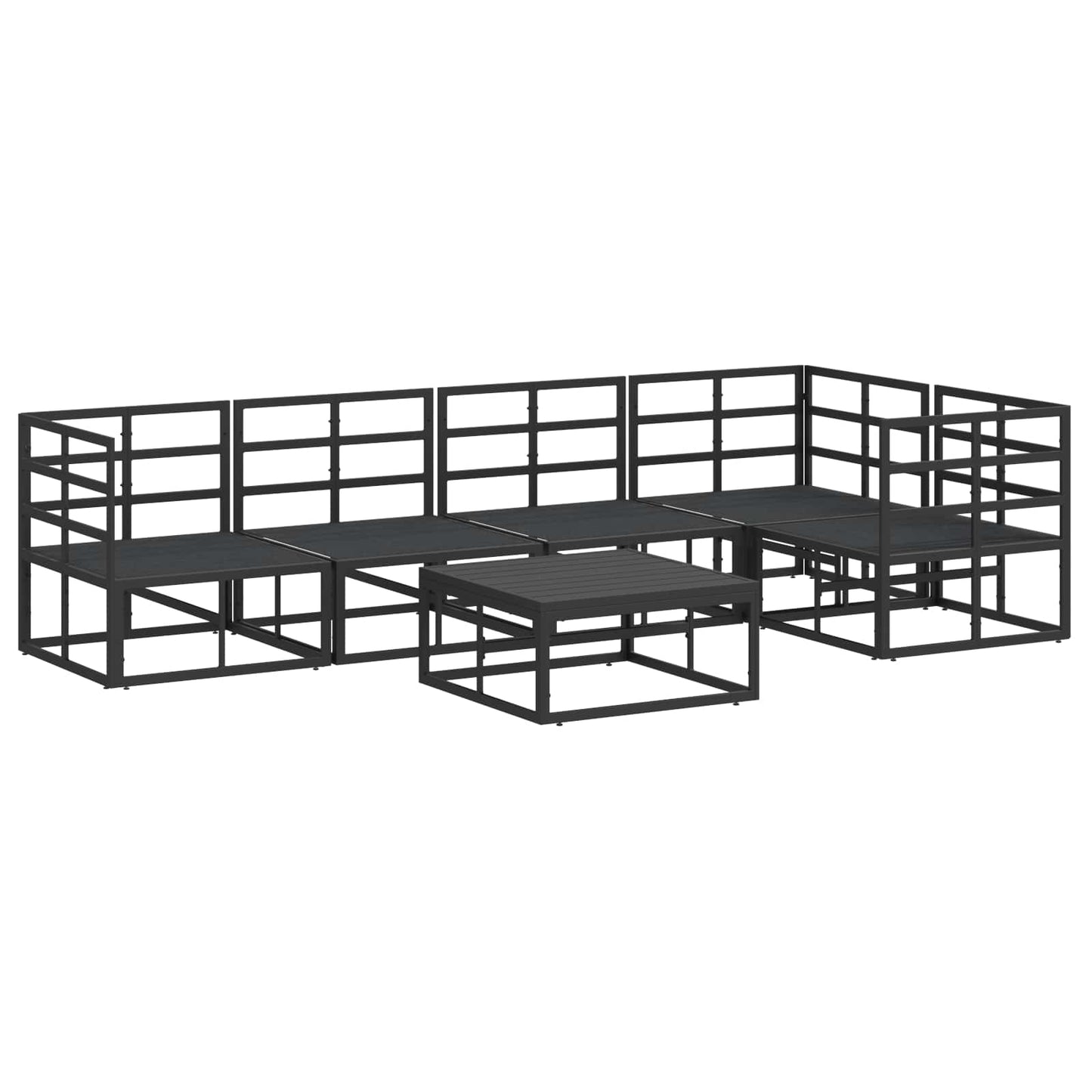 Garden Sofa Set with Cushion 6 pcs Black Aluminium