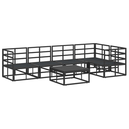 Garden Sofa Set with Cushion 6 pcs Black Aluminium