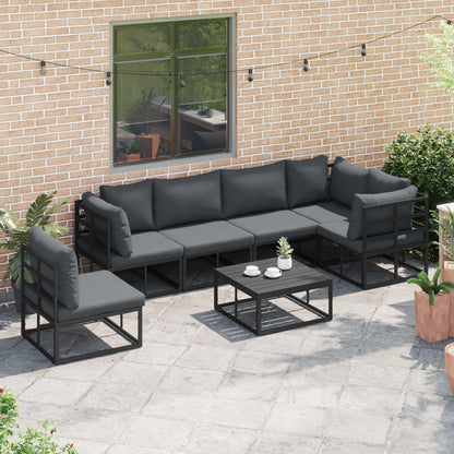 Garden Sofa Set with Cushion 6 pcs Black Aluminium