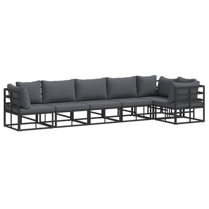 Garden Sofa Set with Cushion 6 pcs Black Aluminium
