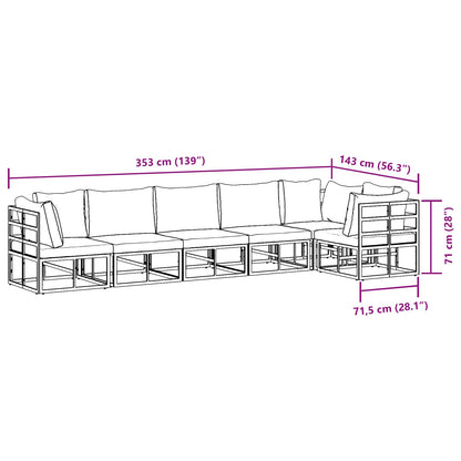 Garden Sofa Set with Cushion 6 pcs Black Aluminium