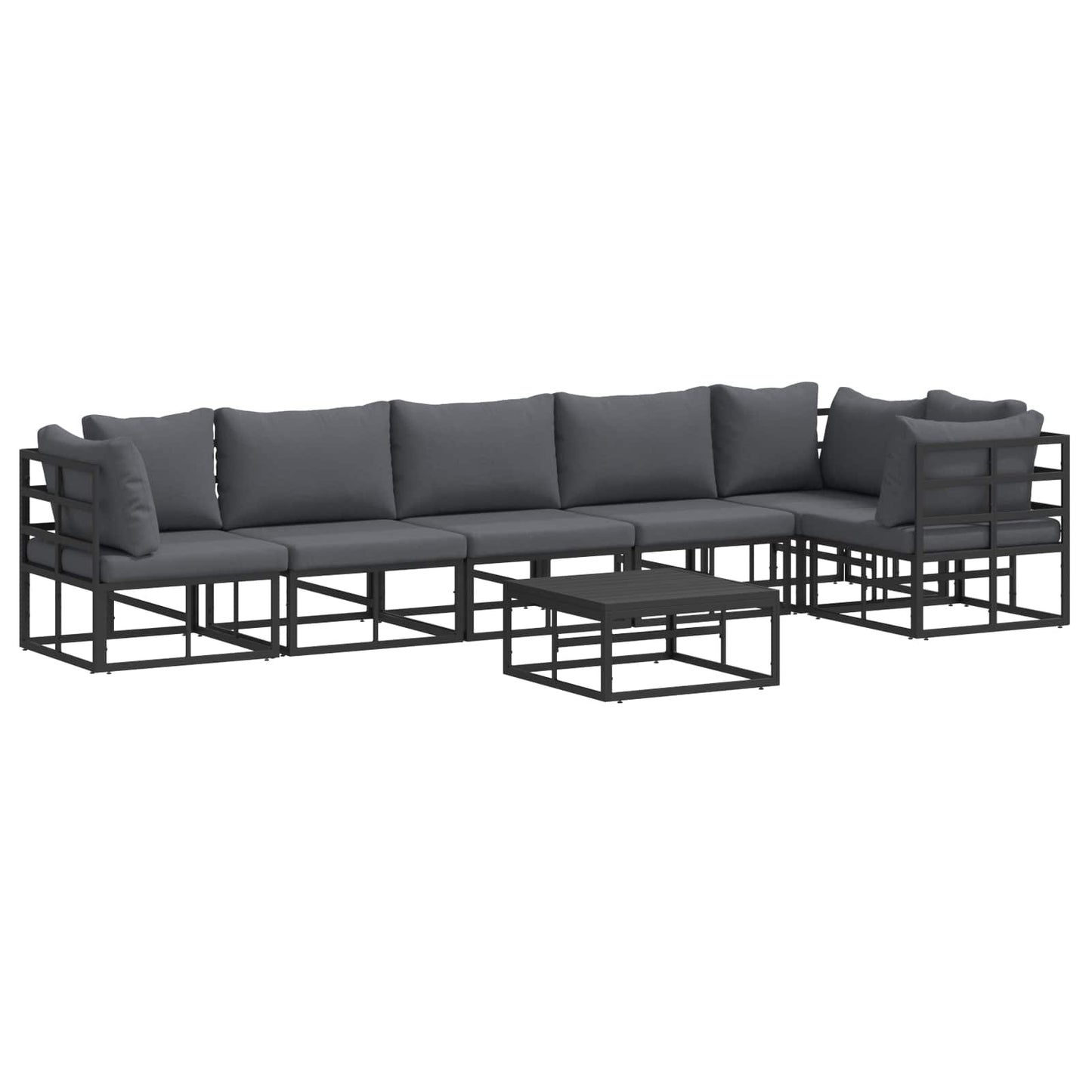 Garden Sofa Set with Cushion 7 pcs Black Aluminium
