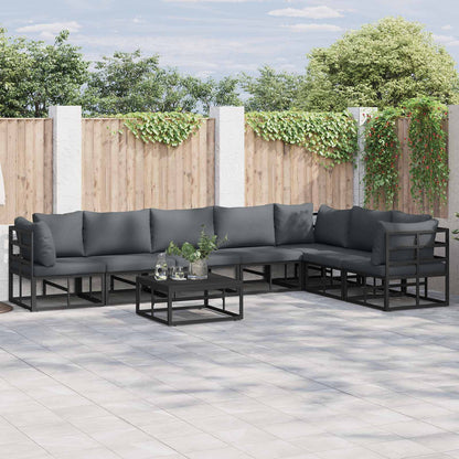 Garden Sofa Set with Cushion 7 pcs Black Aluminium
