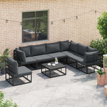 Garden Sofa Set with Cushion 7 pcs Black Aluminium