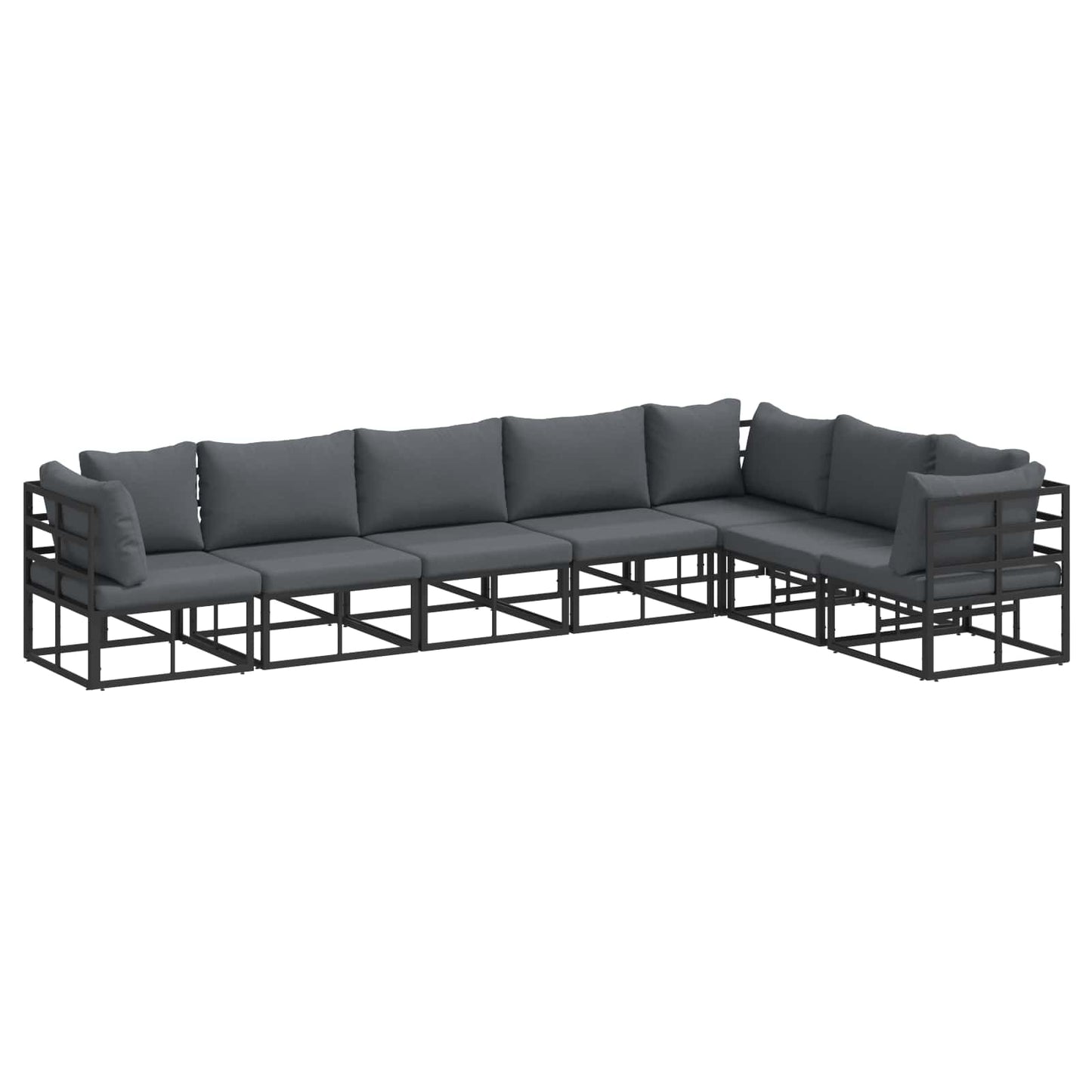 Garden Sofa Set with Cushion 7 pcs Black Aluminium