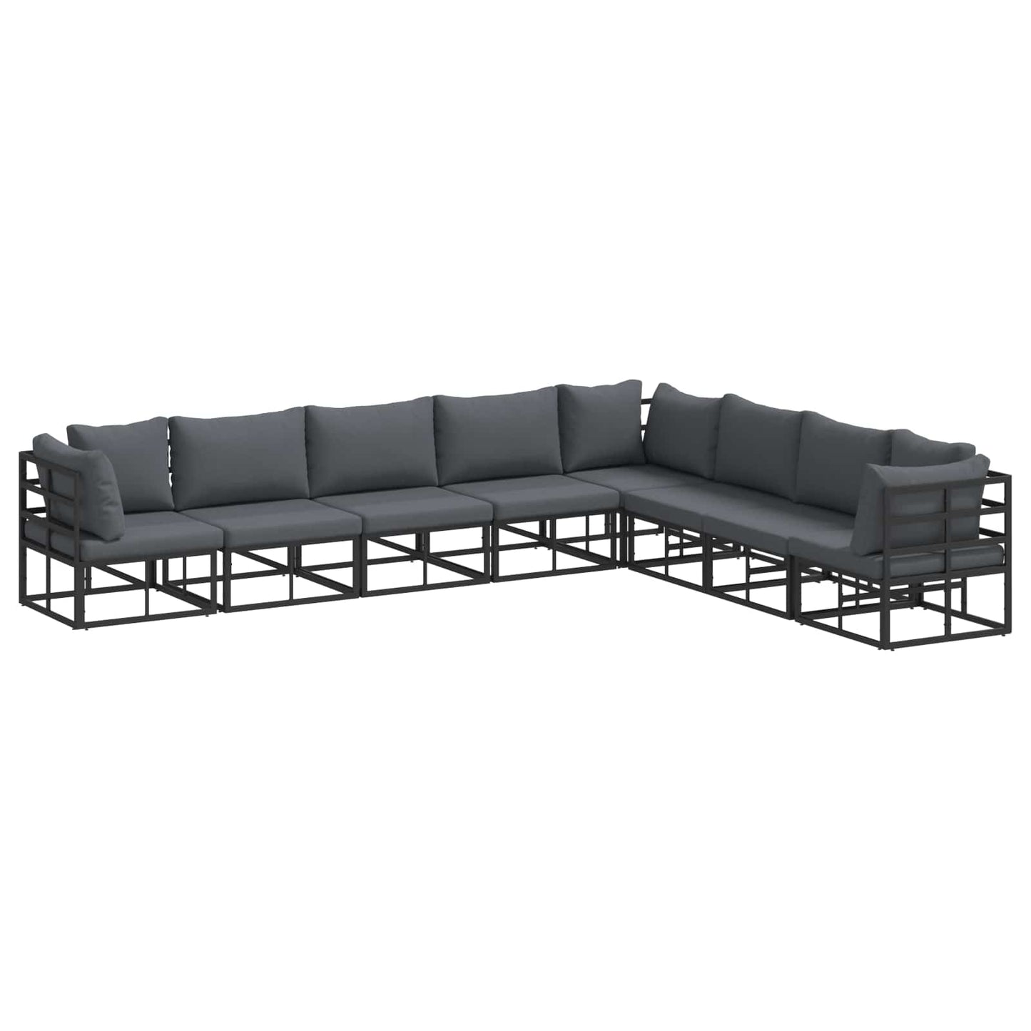 Garden Sofa Set with Cushion 8 pcs Black Aluminium