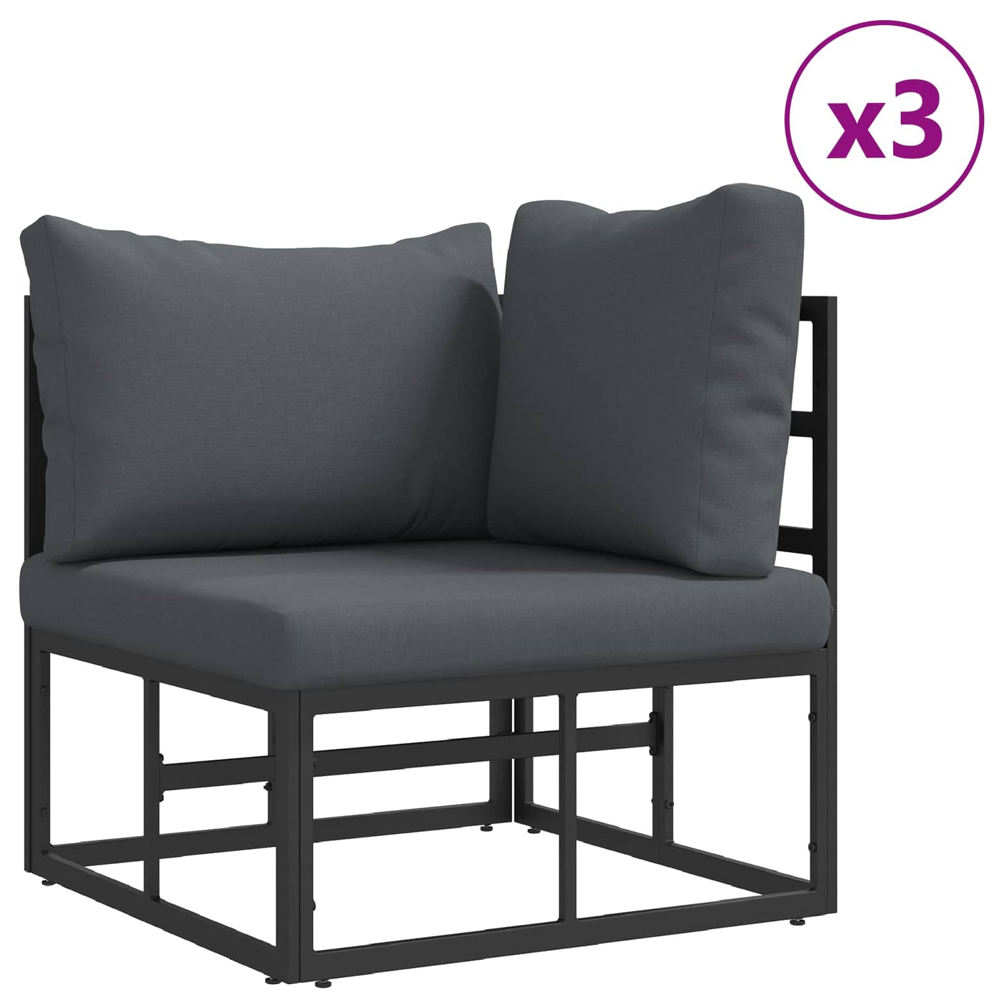 Garden Sofa Set with Cushion 9 pcs Black Aluminium