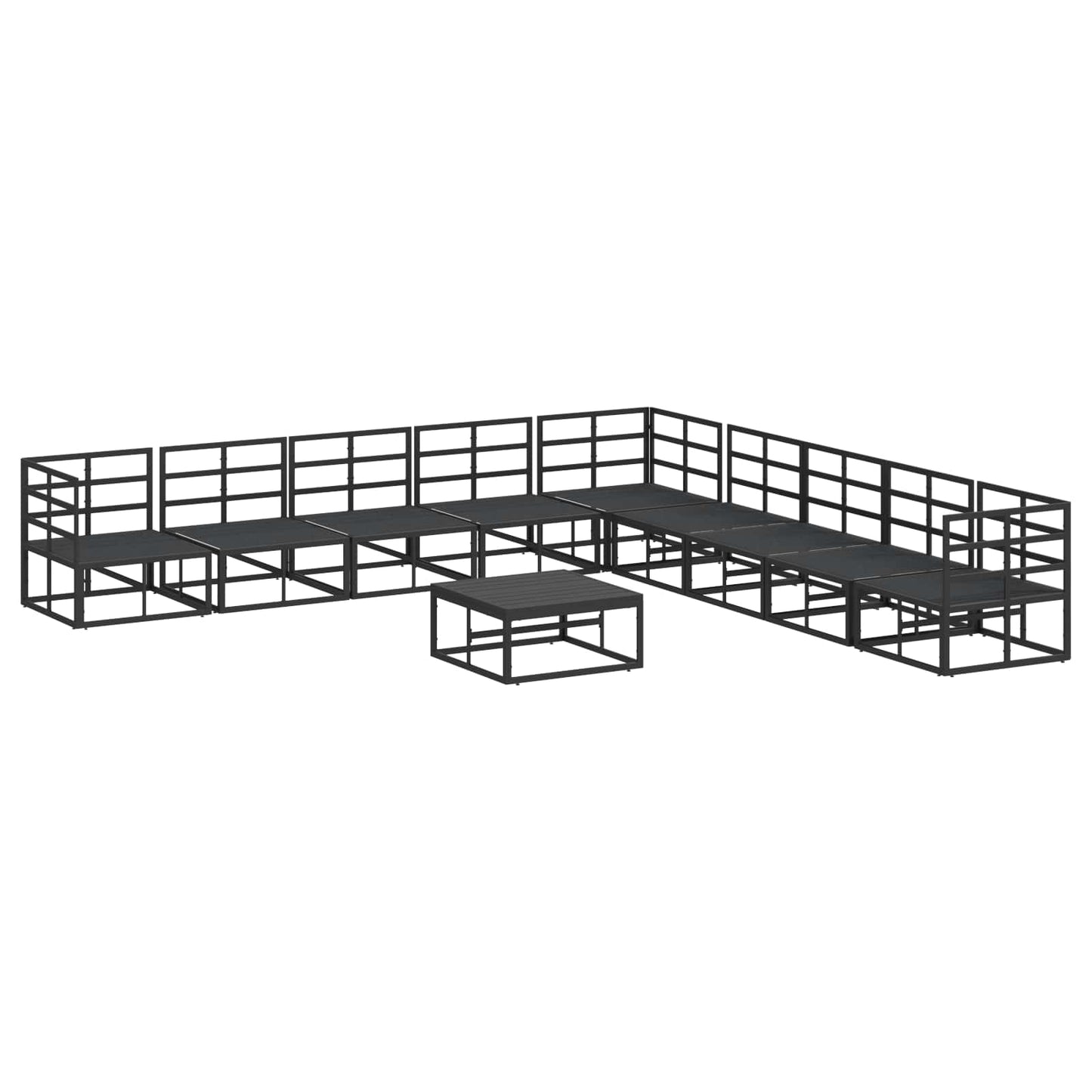 Garden Sofa Set with Cushion 10 pcs Black Aluminium