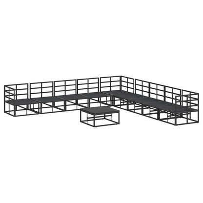 Garden Sofa Set with Cushion 10 pcs Black Aluminium