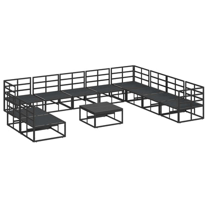 Garden Sofa Set with Cushion 11 pcs Black Aluminium