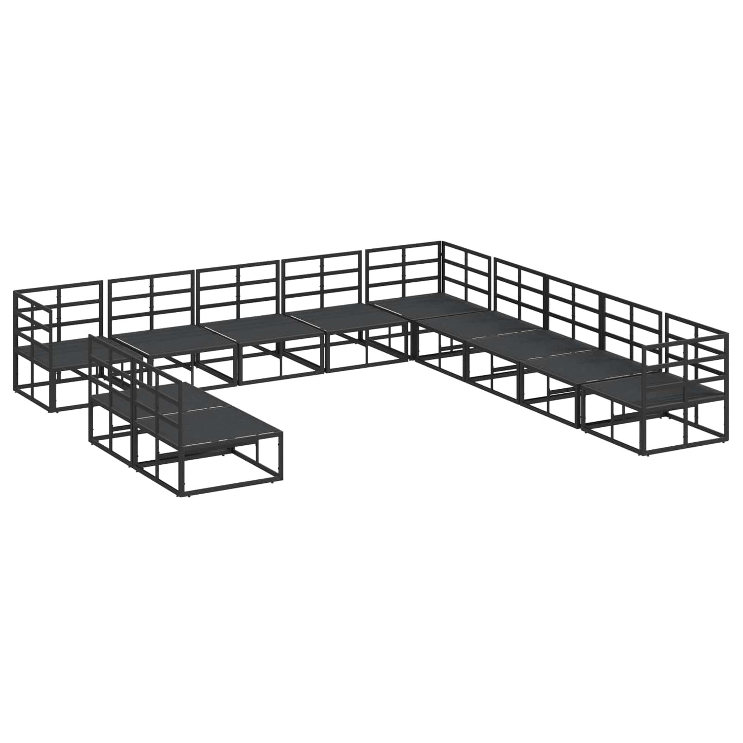 Garden Sofa Set with Cushion 11 pcs Black Aluminium