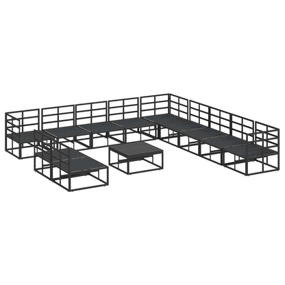 Garden Sofa Set with Cushion 12 pcs Black Aluminium