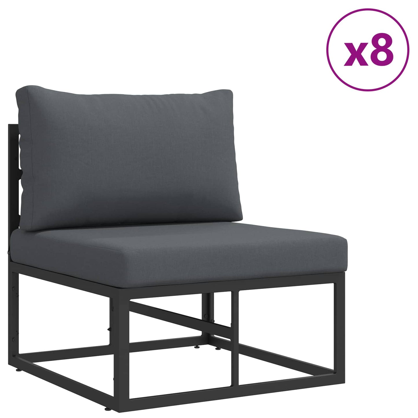 Garden Sofa Set with Cushion 12 pcs Black Aluminium
