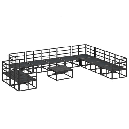 Garden Sofa Set with Cushion 11 pcs Black Aluminium