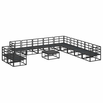 Garden Sofa Set with Cushion 12 pcs Black Aluminium