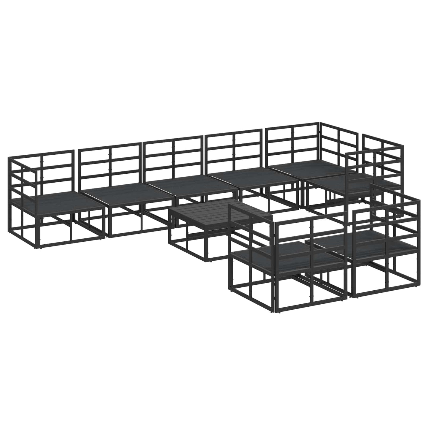 Garden Sofa Set with Cushion 9 pcs Black Aluminium