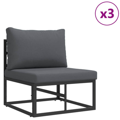 Garden Sofa Set with Cushion 9 pcs Black Aluminium