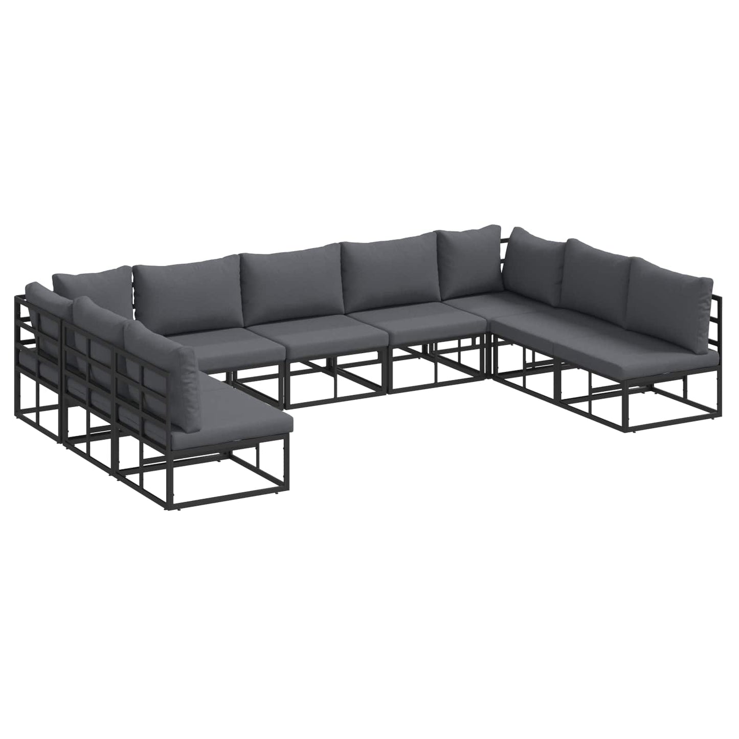 Garden Sofa Set with Cushion 9 pcs Black Aluminium