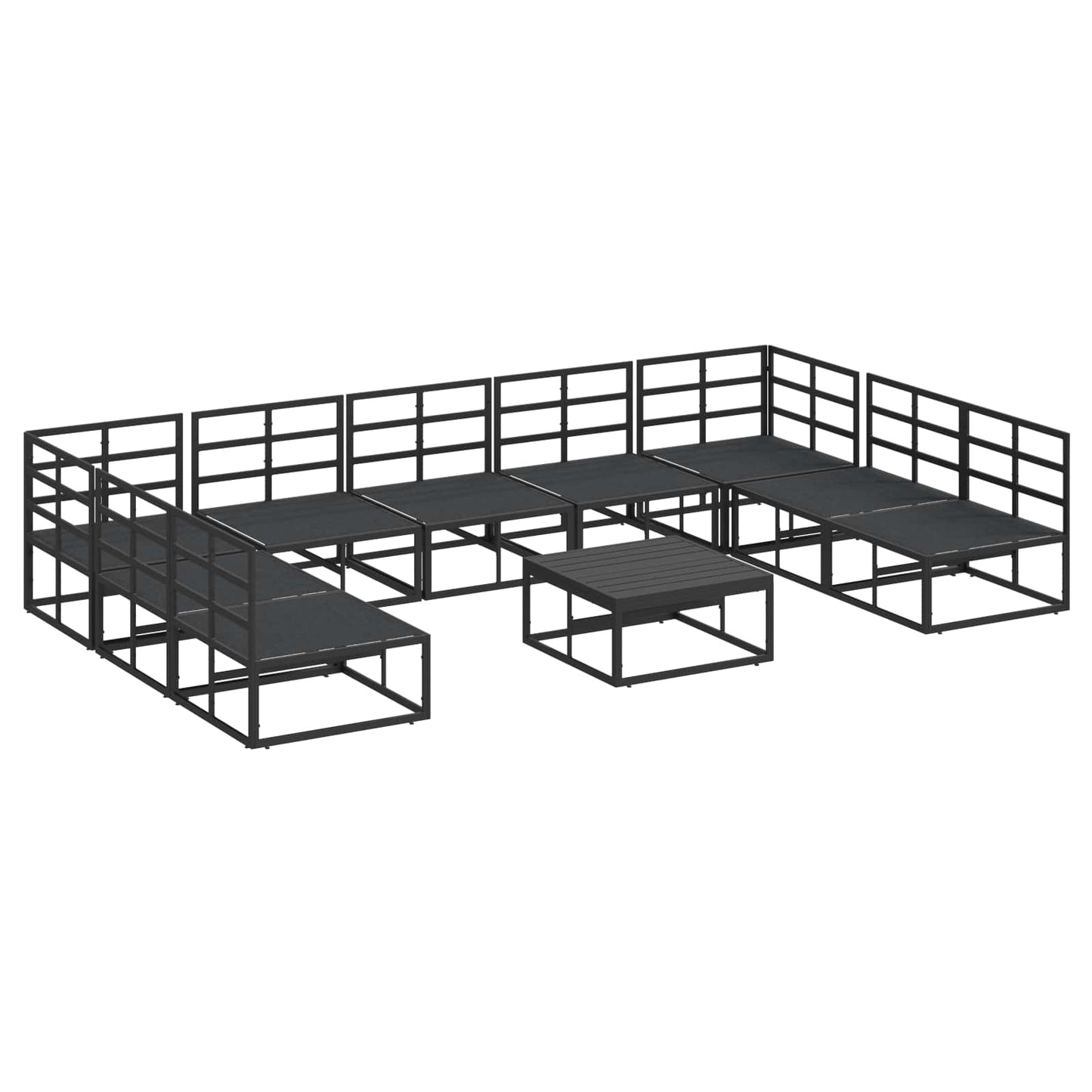 Garden Sofa Set with Cushion 10 pcs Black Aluminium