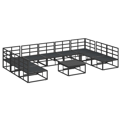 Garden Sofa Set with Cushion 10 pcs Black Aluminium