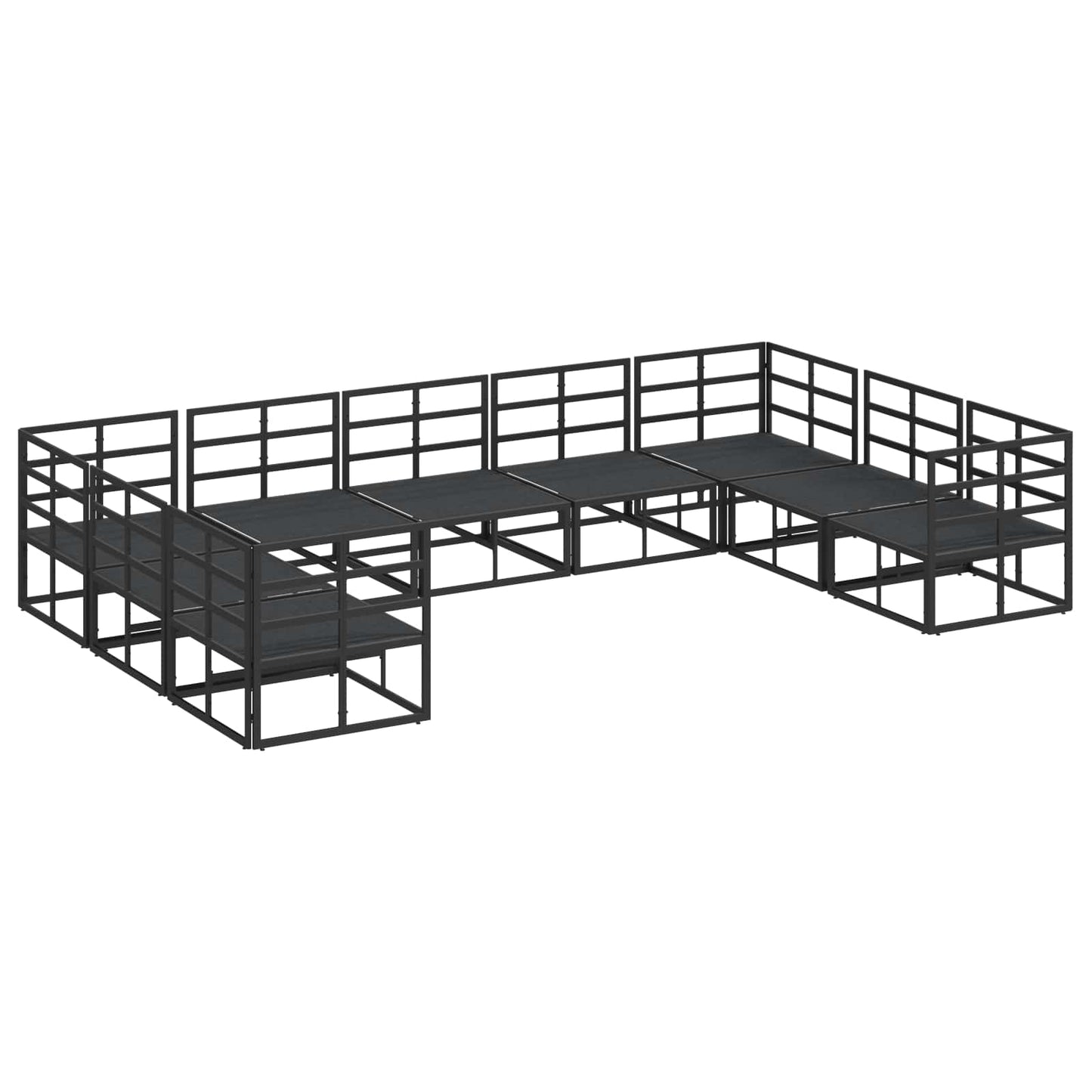 Garden Sofa Set with Cushion 9 pcs Black Aluminium
