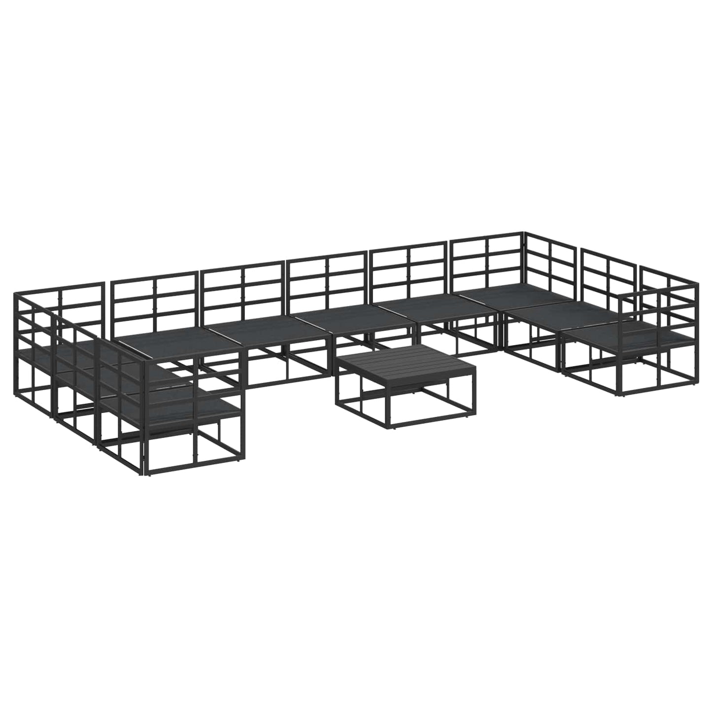 Garden Sofa Set with Cushion 11 pcs Black Aluminium