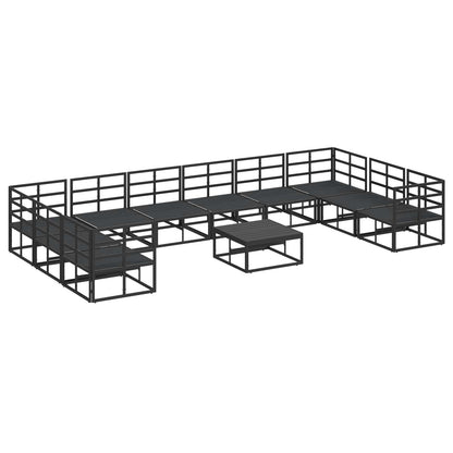 Garden Sofa Set with Cushion 11 pcs Black Aluminium