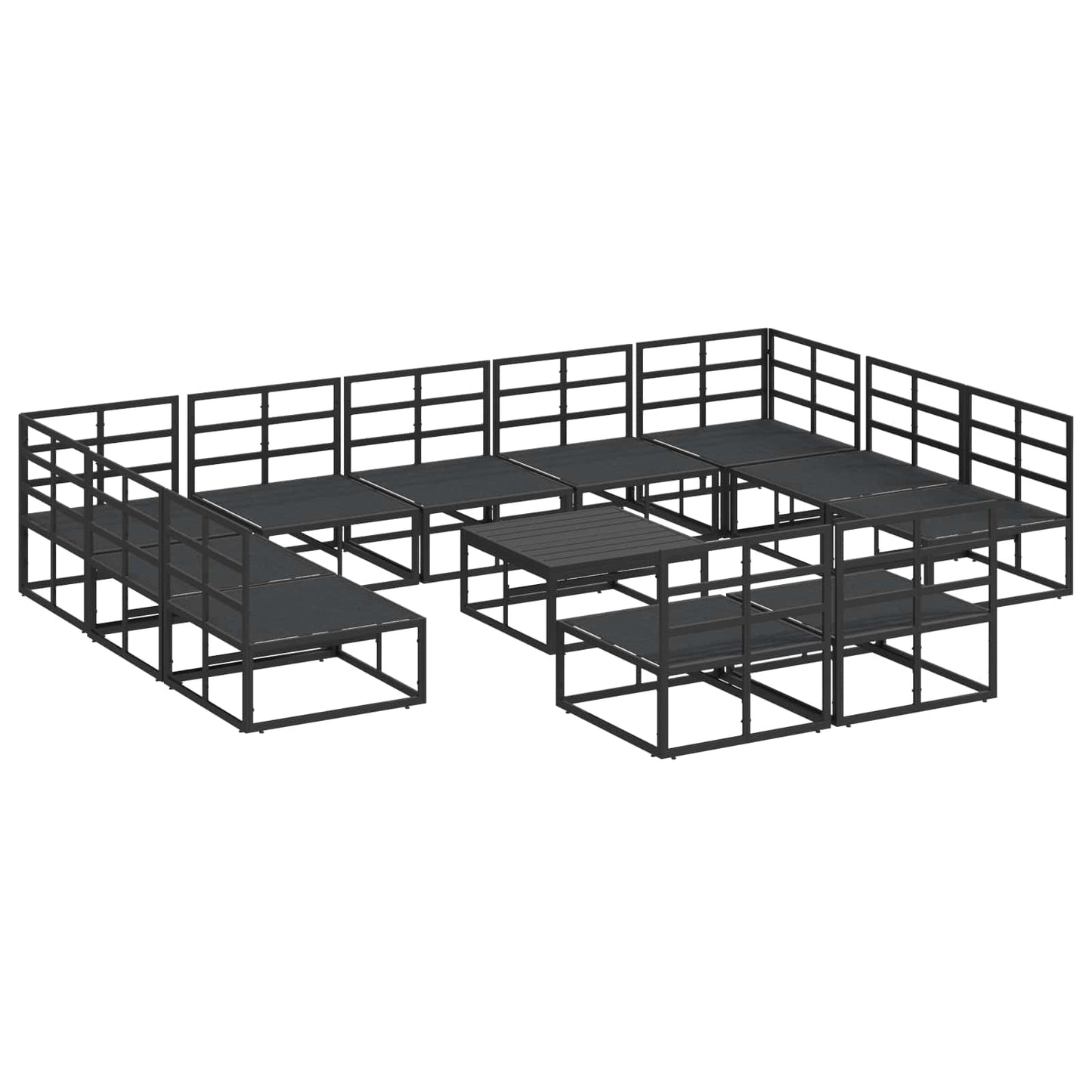 Garden Sofa Set with Cushion 12 pcs Black Aluminium