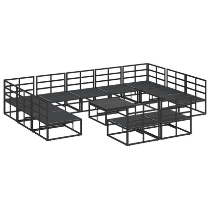 Garden Sofa Set with Cushion 12 pcs Black Aluminium