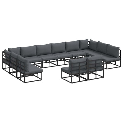 Garden Sofa Set with Cushion 12 pcs Black Aluminium