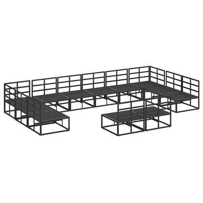 Garden Sofa Set with Cushion 12 pcs Black Aluminium