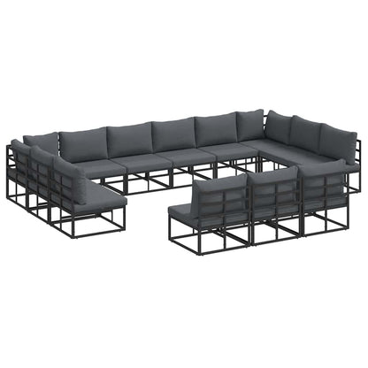 Garden Sofa Set with Cushion 13 pcs Black Aluminium