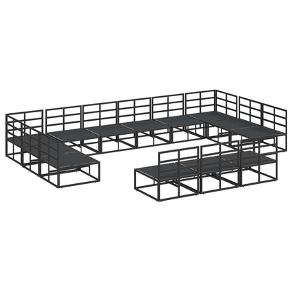 Garden Sofa Set with Cushion 13 pcs Black Aluminium