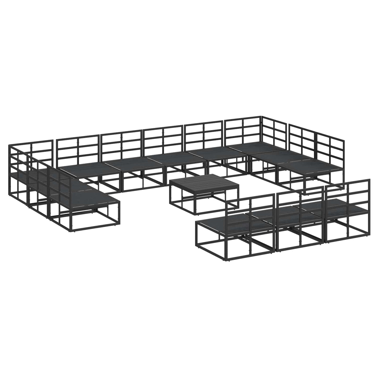 Garden Sofa Set with Cushion 14 pcs Black Aluminium