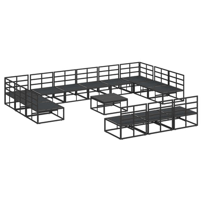Garden Sofa Set with Cushion 14 pcs Black Aluminium