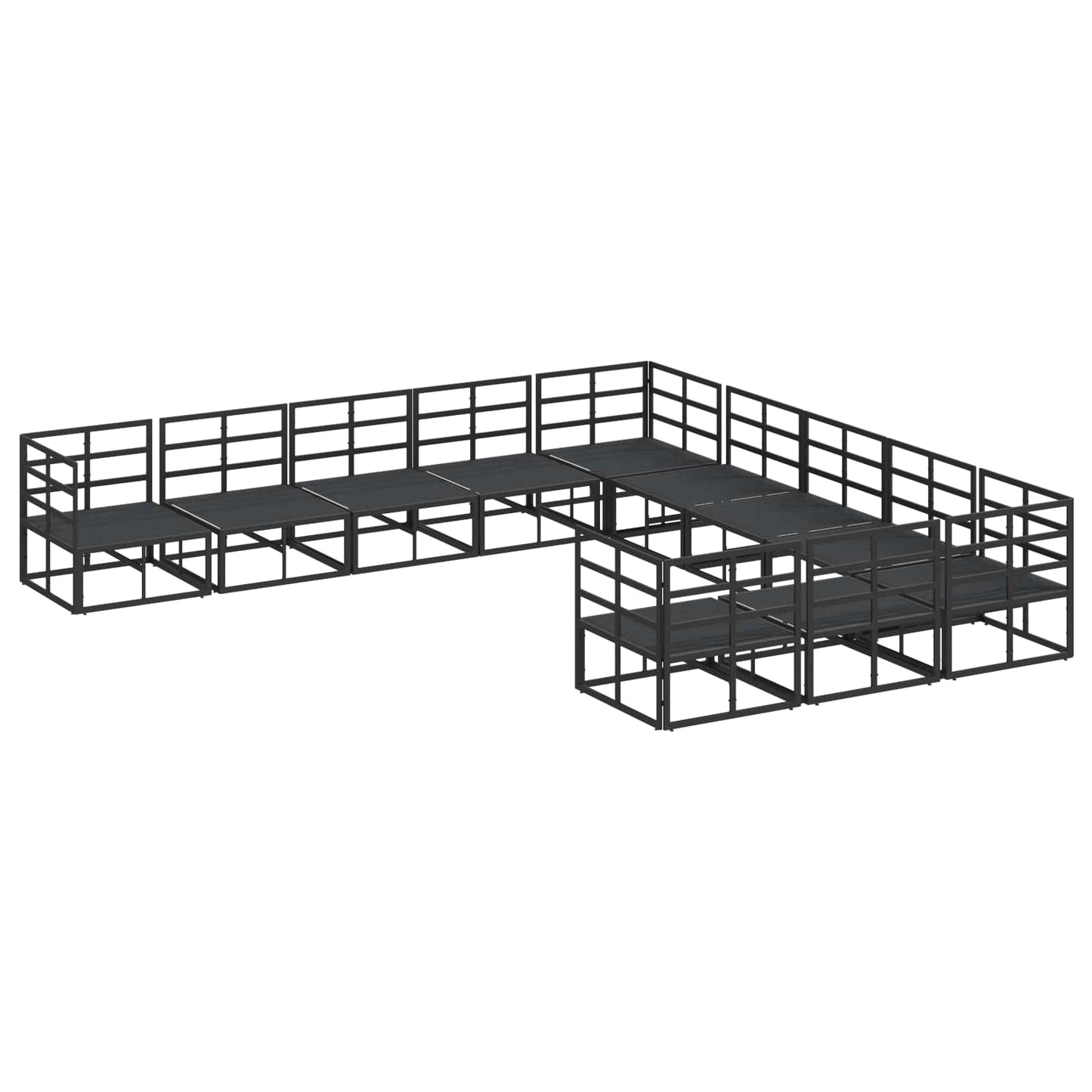 Garden Sofa Set with Cushion 11 pcs Black Aluminium