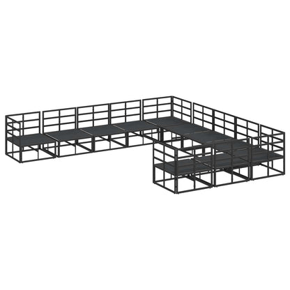 Garden Sofa Set with Cushion 11 pcs Black Aluminium