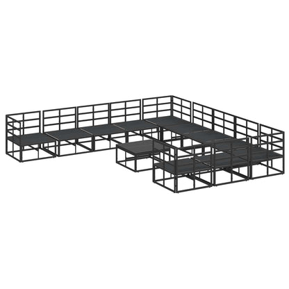 Garden Sofa Set with Cushion 12 pcs Black Aluminium