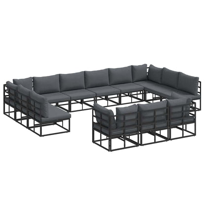 Garden Sofa Set with Cushion 13 pcs Black Aluminium