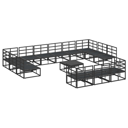 Garden Sofa Set with Cushion 14 pcs Black Aluminium