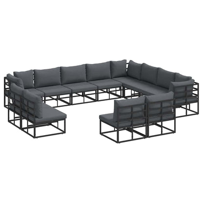 Garden Sofa Set with Cushion 12 pcs Black Aluminium