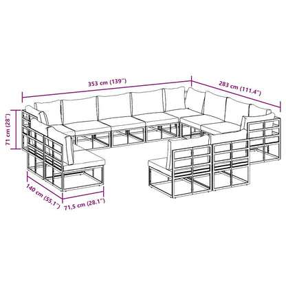 Garden Sofa Set with Cushion 12 pcs Black Aluminium