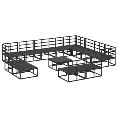 Garden Sofa Set with Cushion 13 pcs Black Aluminium