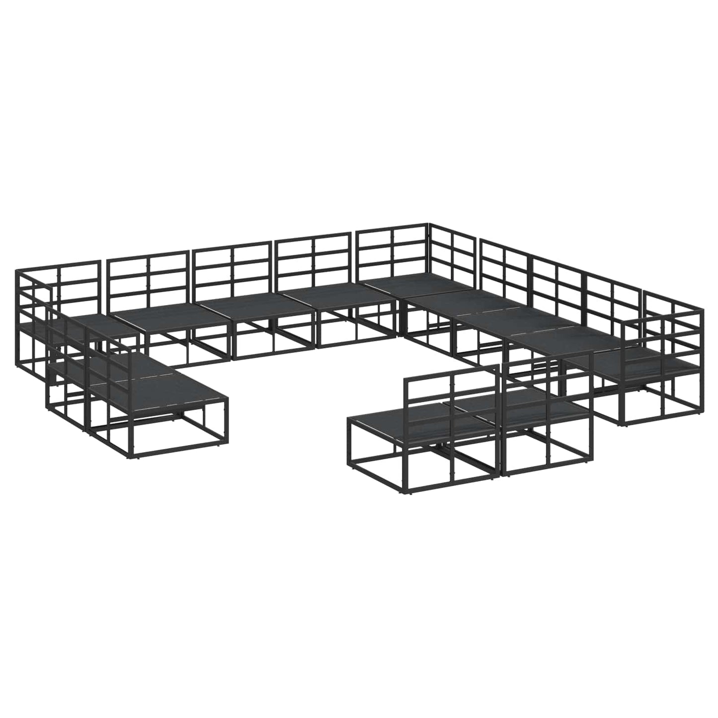 Garden Sofa Set with Cushion 13 pcs Black Aluminium