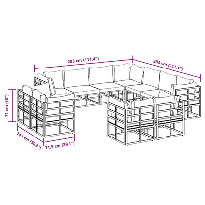Garden Sofa Set with Cushion 11 pcs Black Aluminium