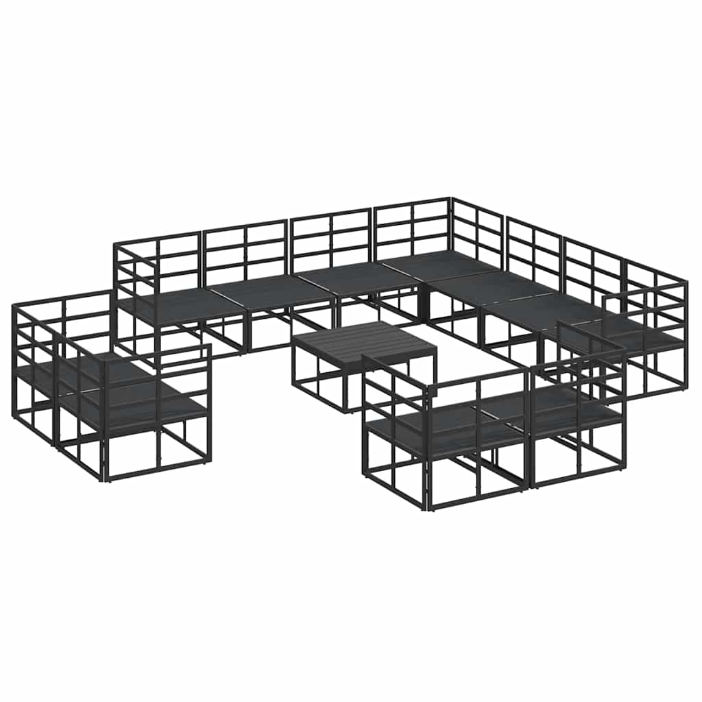 Garden Sofa Set with Cushion 12 pcs Black Aluminium